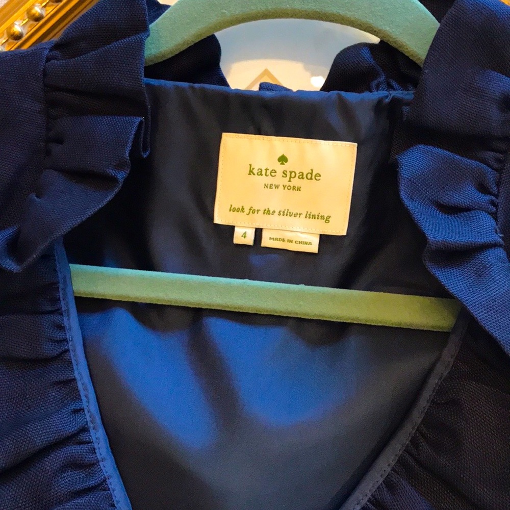 Kate Spade Ruffle Collar V Neck Dress - Picture 2 of 11